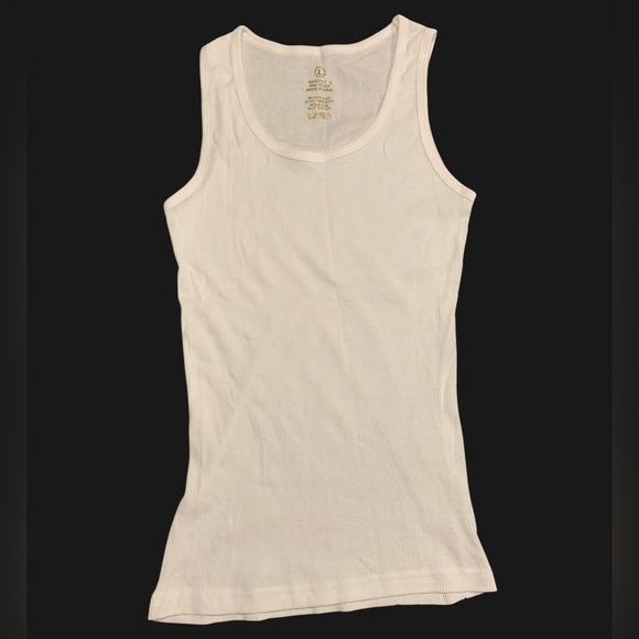 White Ribbed Muscle Tank Top - Size: Large (But Runs Small) Read Description! - Picture 1 of 3